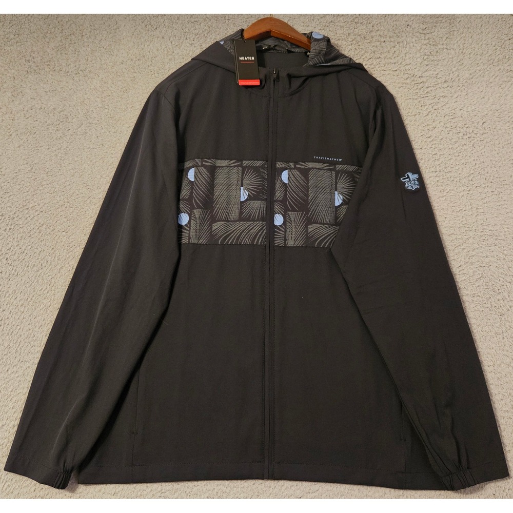 TravisMathew Heater Tech Hoodie Mens Large Black Full Zip Jacket 1MAA124 New